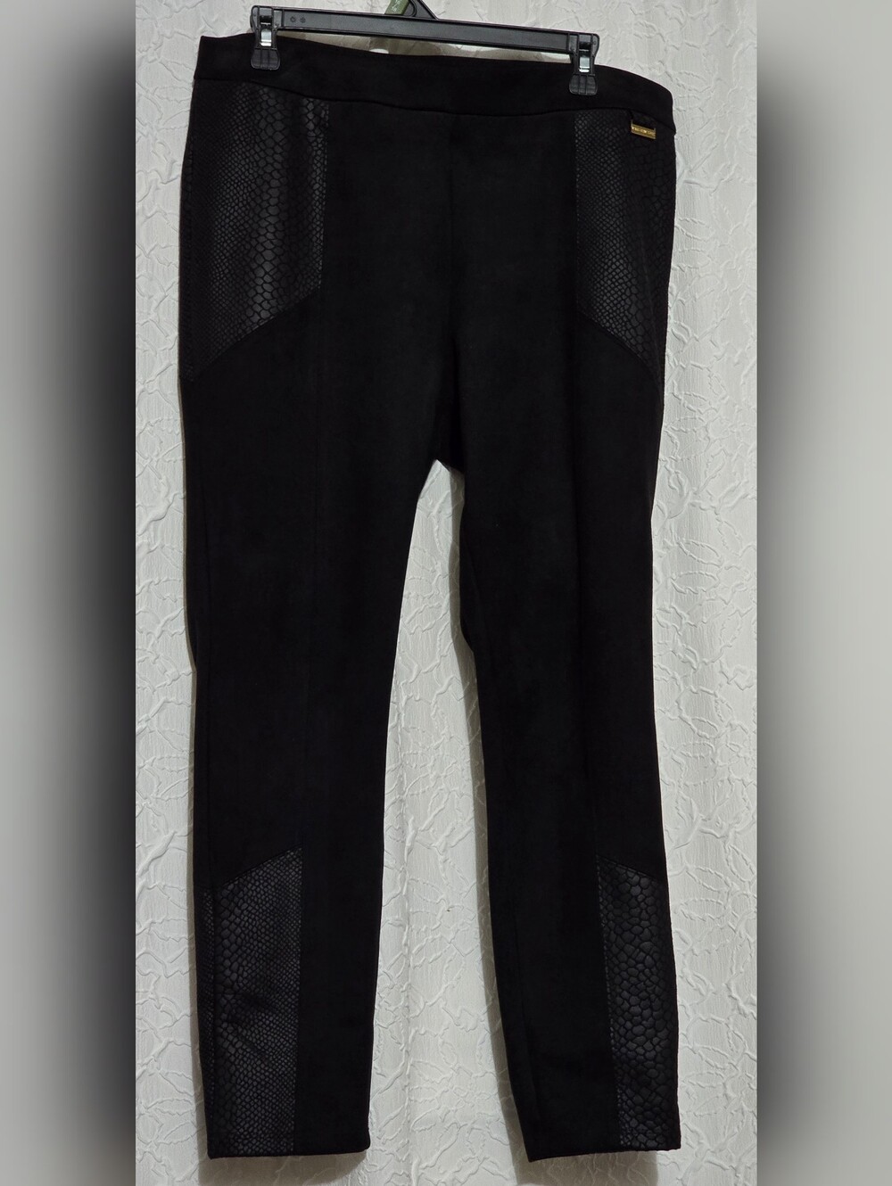 Marc New York Black Faux Suede Snake Print Large Pants